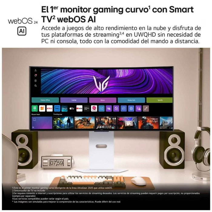 LG UltraGear 34GX90SA-W Monitor Gaming OLED Curvo 34 pulgadas WQHD Blanco
